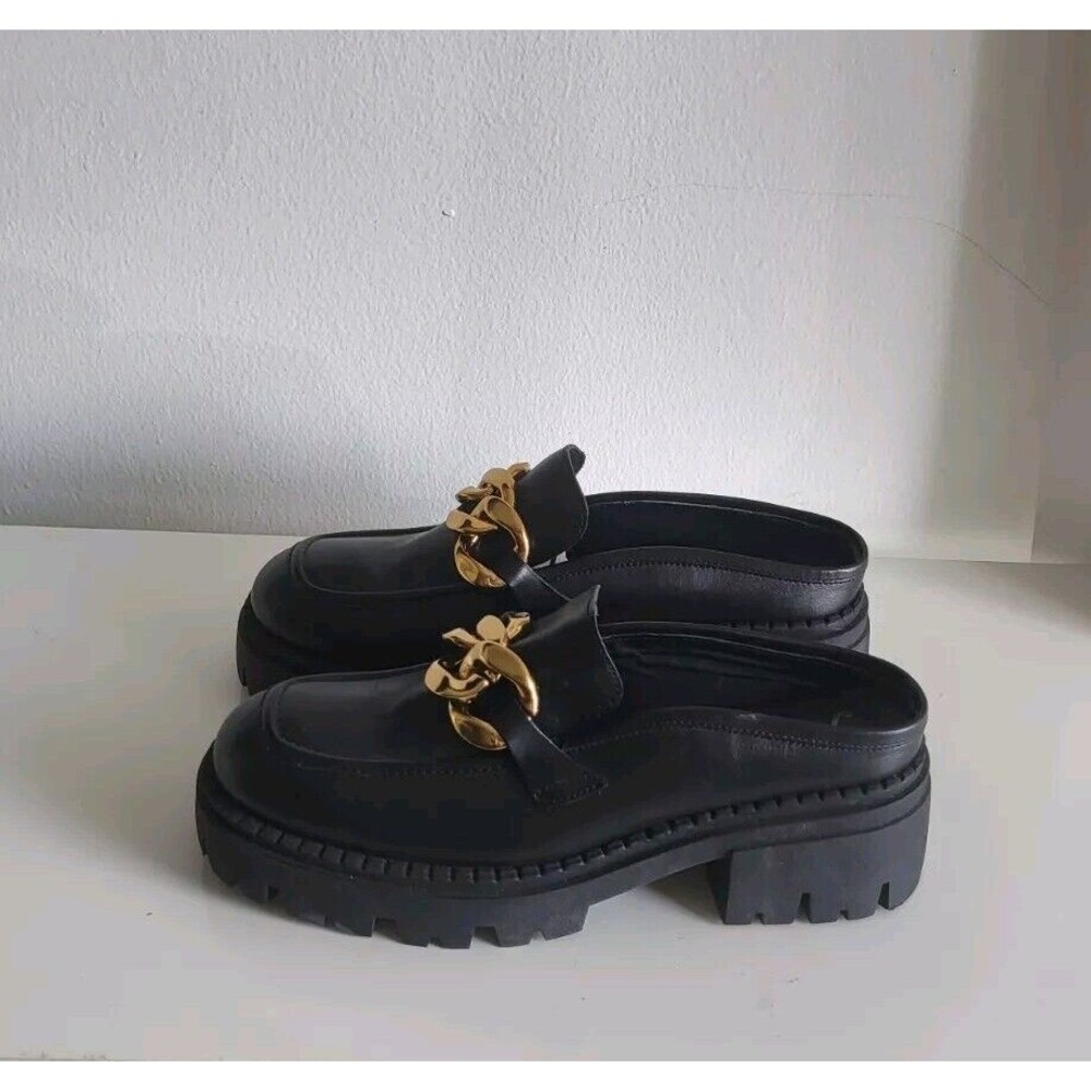 Free People Lyra Link Women's Black Loafer Platform Chunky Mules Size 39.5 - Picture 4 of 10